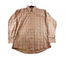 Burberry London Mens XL Pink Green Plaid Button Down Shirt USA Long Sleeve