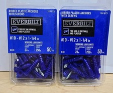 100 Everbilt Plastic 10-12 x 1-1/4 Screw Anchor Blue 124873 2 x 50 Drywall Wall
