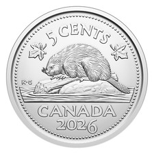 Canada 2026, King Charles III, 5 Cent Coin, Nickel, from First Strike Roll, BU