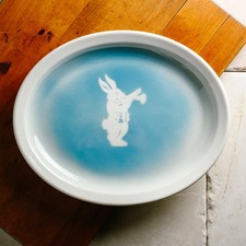 RARE 1946 White Rabbit Tea Room PLATTER Syracuse China Restaurant Airbrush Ware