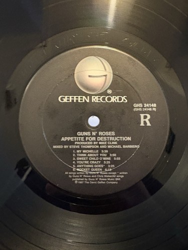 Guns N Roses; Appetite for Destruction; Geffen; OG, First Prss; IN SHRINK; CLEAN - Picture 5 of 11