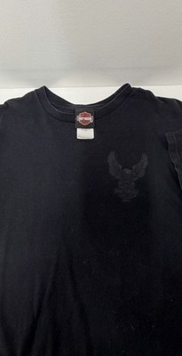 Harley Davidson Black Eagle & Black Logo On Black T-Shirt Men s Size L