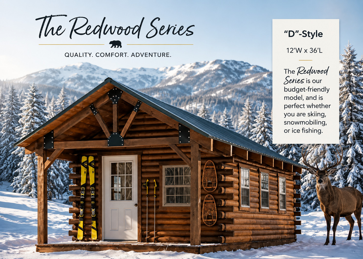 Log Cabin Kit 12' x 36' *** SHIPS NATIONWIDE *** The Redwood Series