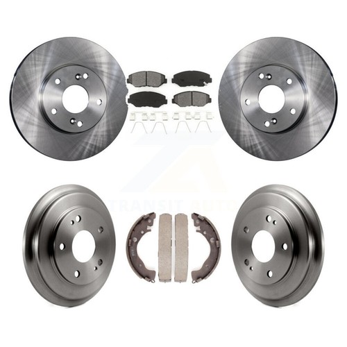 Front Rear Disc Brake Rotors Semi-Metallic Pads And Drum Kit For Honda Civic