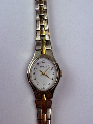 #ad #ad Vintage Pulsar Two Tone Gold Silver Tone Dainty Ladies Wrist Watch NEW BATTERY $22.00
