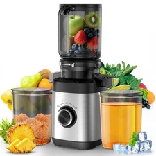 Juicer Machines, 100 Watts Cold Press Juicer with Wide Chute, Slow Masticatin...