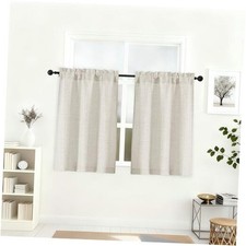Kitchen Curtains 36 Inch Length 2 Pcs, Airy 30"W x 36"L Pack of 2 Natural