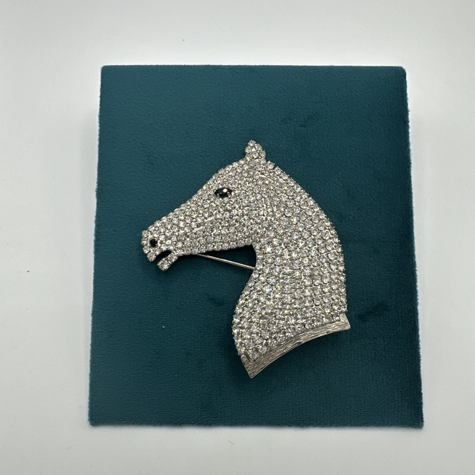 Bijoux Fantaisie Broche Cheval Argentée Avec Strass