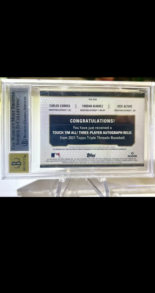 2021 Topps Triple Threads Jose Altuve Yordan Alvarez Correa Patch Auto Astros - Image 4 of 4