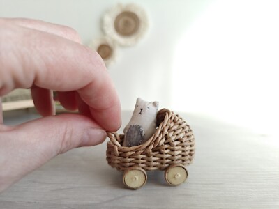 1:12 dollhouse miniature wicker doll's pram, doll's stroller. handmade