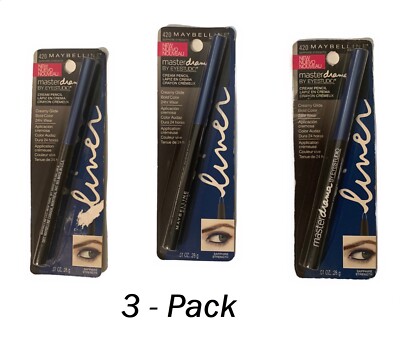 (3-Pack) Maybelline Master Drama Cream Pencil Eyeliner # 420, Sapphire Strength