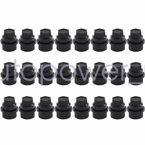 24X Tapas cubiertas de tuercas negras para camioneta Chevy Gmc Silverado 1500 2500 tamaño completo Foto 2 de 4