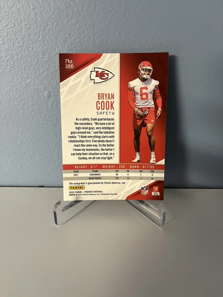 2022 Panini Phoenix Bryan Cook Silver Rookie Auto Kansas City Chiefs - Image 2 of 2