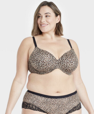 NEW Auden Superstar Lightly Lined Padded Leopard Print T Shirt Bra Size 40DDD