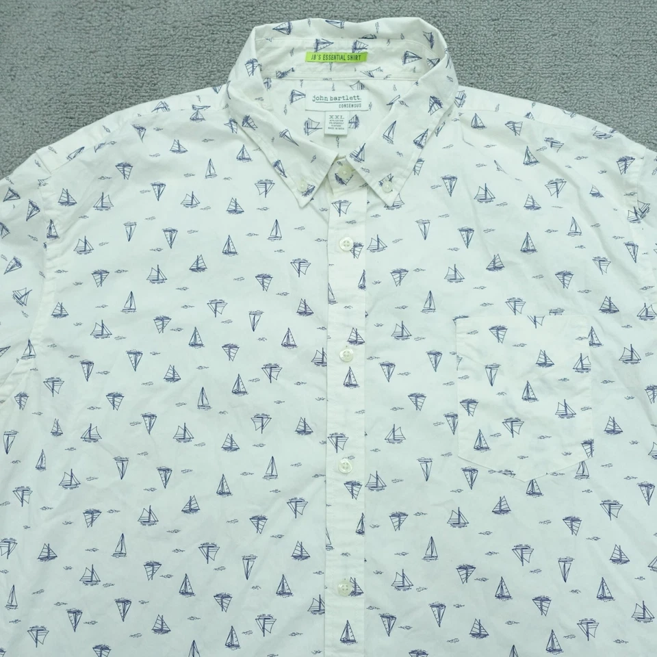 John Bartlett Button Down Shirt Men's Size XXL White Long Sleeve Collared Cotton - Image 2 of 4