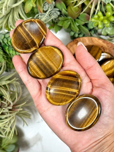 Tigers Eye Worry Stone Healing Reiki Natural Crystal Pocket Palm Gems Gifts 1Pcs - Picture 3 of 5