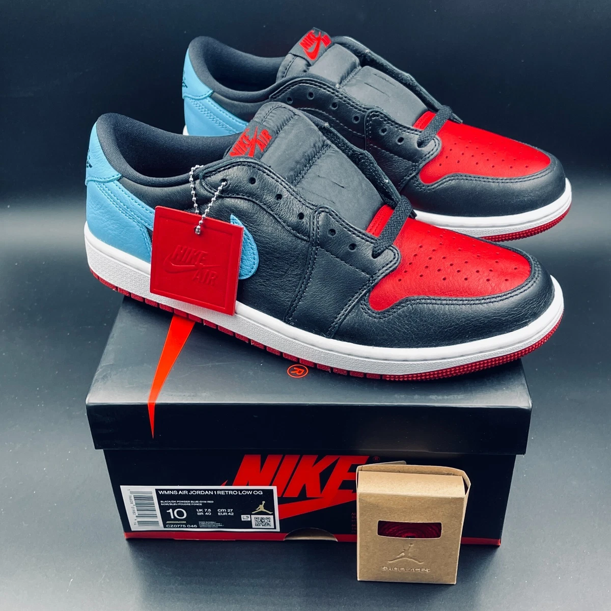 Teenager ignorere hæk Air Jordan 1 Low OG Black Gym Red Powder Blue Shoes CZ0775-046,  Women&#039;s Size 10 | eBay