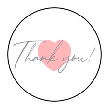 30 THANK YOU ENVELOPE SEALS STICKERS LABELS TAGS 1.5" ROUND HEART SMALL BUSINESS