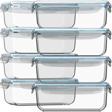 Razab 16pc Glass Food Storage Set (8 Containers with 8 Airtight Lids) Meal Prep