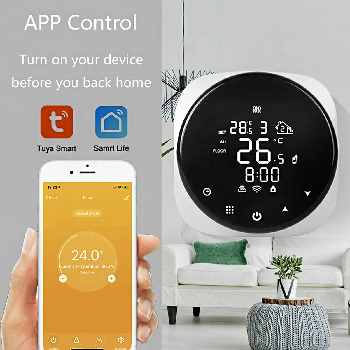 WIFI Smart Thermostat 16A Electric Heating App Control Temperature  Controller | eBay