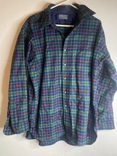 Vintage Pendleton Shirt Mens XL Green Blue Red Plaid Flannel USA Made Flaws