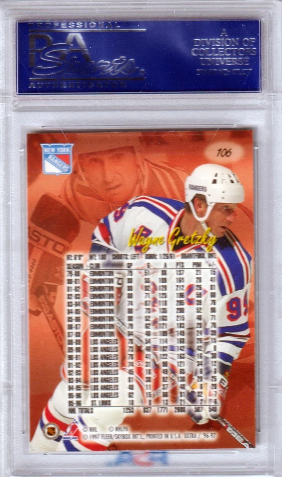 WAYNE GRETZKY 1996-97 Fleer Ultra #106 PSA 10 GEM MINT - RANGERS - POP 12 - Image 2 of 2