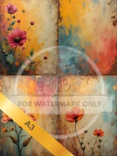 Patina Spring Flowers | A3 Rice Paper | Paper for Decoupage | Decoupage Central