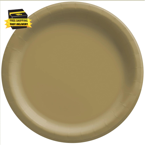 Gold round Paper Plates - 6.75" (Pack of 20) - Perfect for Parties, Celebrations