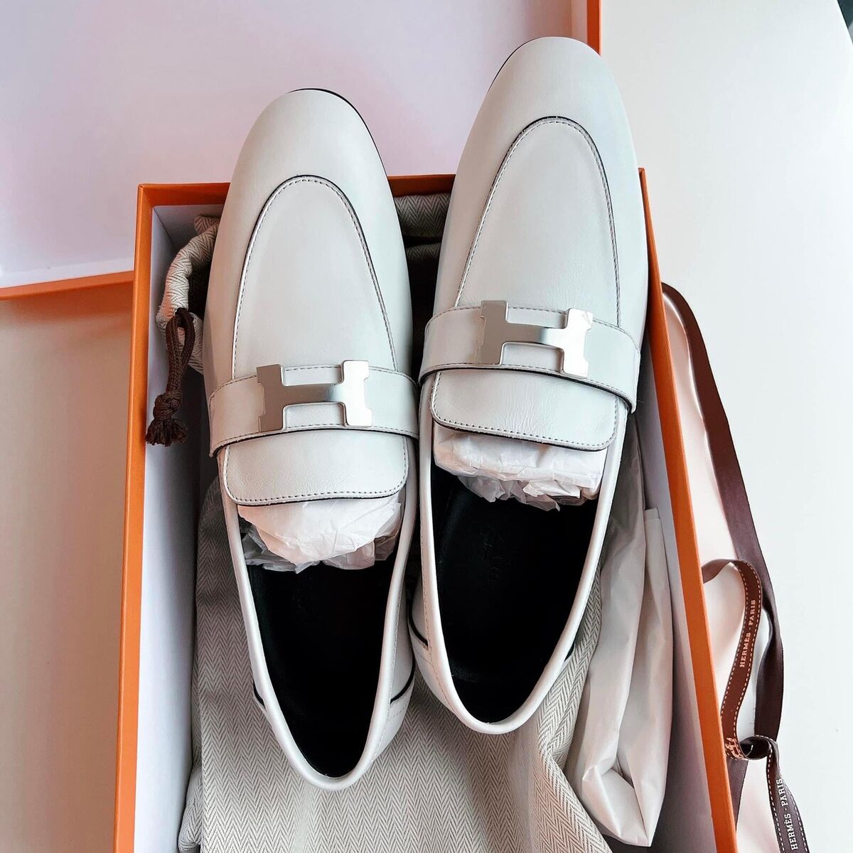 ☆BRAND NEW☆ HERMES H Logo Paris Loafer/ 38/ White Blanc | eBay ☆BRAND NEW☆ HERMES H Logo Paris Loafer/ 38/ White Blanc | eBay