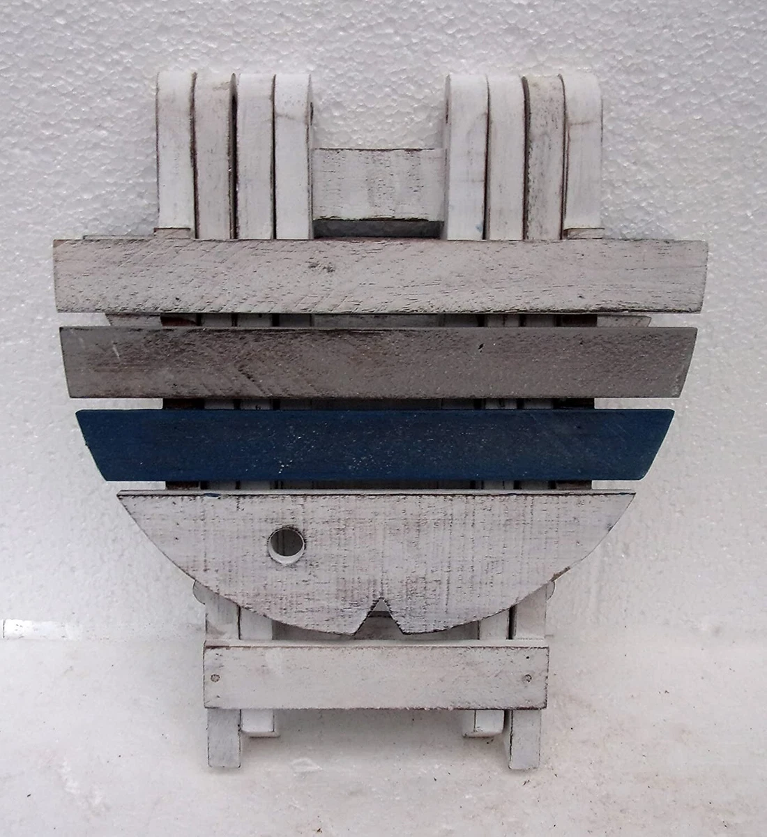 Folding Rustic Fish Table Blue Grey White Shabby chic Table Folding Boho Table
