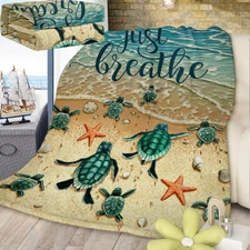 Sea Turtles Blanket Throw Blanket for Bed Soft Cozy Fluffy Couch Blankets Gift