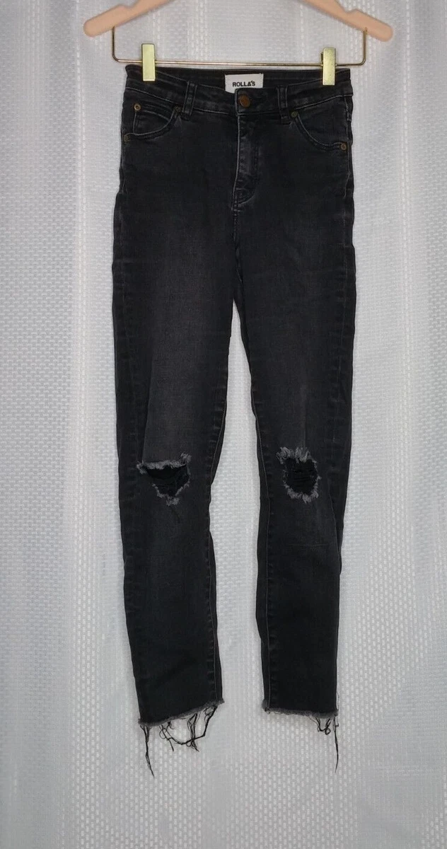 ROLLA'S WOMEN'S WESTCOAST ANKLE MIDRISE SKINNY DENIM JEANS PANTS BLACK 25
