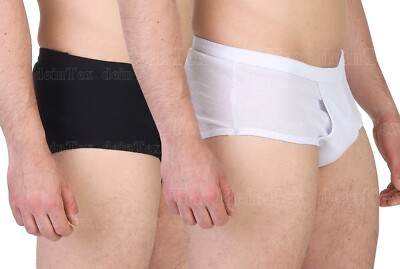 3-12-er Pack Herren Slip Unterhose mit Eingriff 100% Baumwolle schwarz+weiß