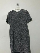 Talbots Petites Size 10P Floral Navy Blue Cream Sheath Dress Women Stylish