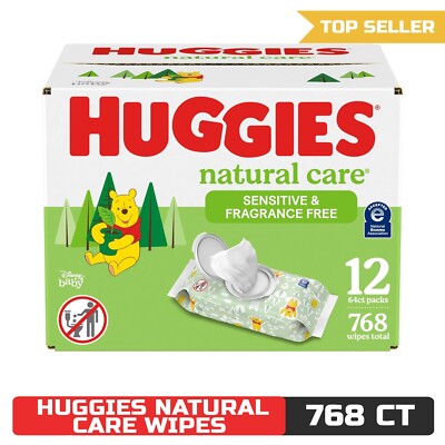Huggies Natural Care Sensitive Baby Wipes, Hypoallergenic, (768 Wipes Total)