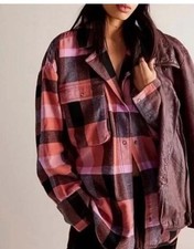 Free People We The Free Izzy Shacket Cargo Shirt Red Brick Layer XS Oversized 15