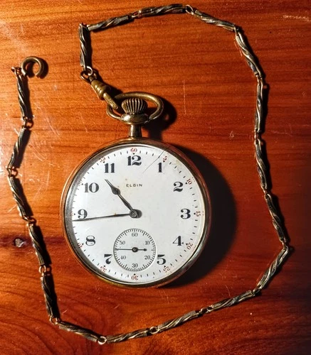 Elgin Vintage Pocket Watch Yellow Gold Filled 15 Jules Runs Great