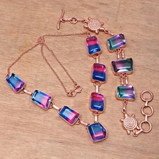 Bijoux collier bracelets en plaqué or rose 14 ct Bio-Tourmulian18-20''