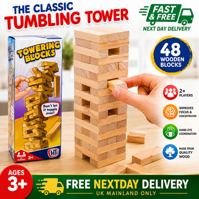 Holz Tumbling Tower Spiel 48 Teile Alter 3+ Spieler 2+ Kinder Spielklassiker