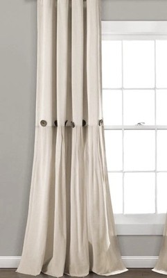 New NoPkg Lush Decor Rod Pocket Linen Pleats Wood Buttons Curtain Panel 40x95