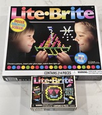 Lite Brite  19 214 Pegs Magic Screen Light Bright Game   23 Mini 92 Pegs Set.