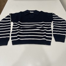 Mango KNIT STRIPED SWEATER Navy Kids 11-12