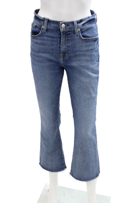 7 For All Mankind Womens Cotton Medium Wash Zippered Bootcut Jeans Blue Size 28