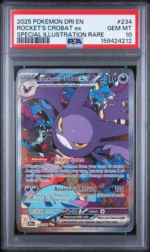 2025 POKEMON DRI EN-DESTINED RIVALS #234 TEAM ROCKET'S CROBAT EX PSA 10
