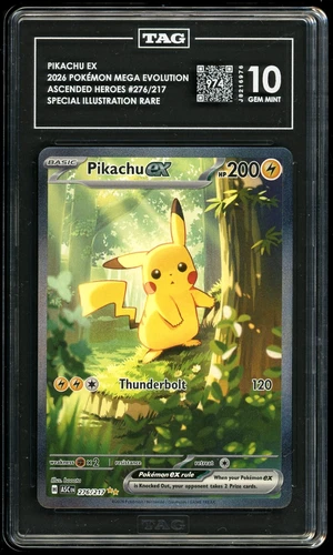 POKÉMON PIKACHU EX 2026 MEGA EVOLUTION #276/217 ASCENDED HEROES TAG 10