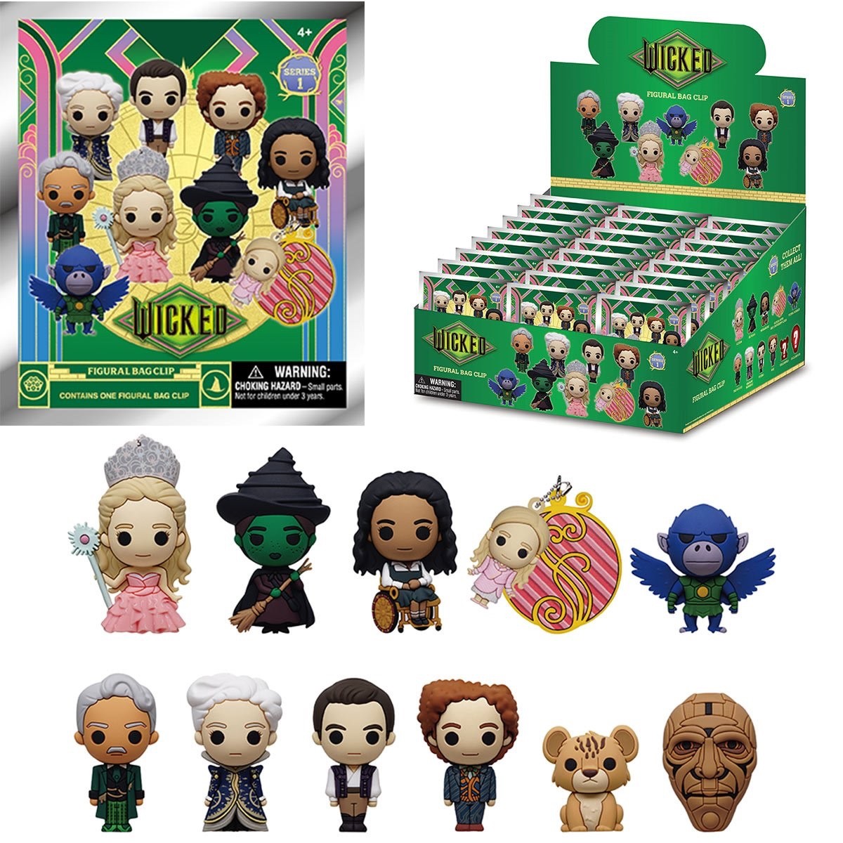 1) Monogram • WICKED (S1) • 3D Foam Collectible Bag Clips