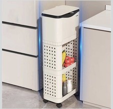 Slim Rolling Kitchen Storage Cart with Lid