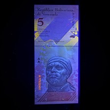 🇻🇪 Venezuela 5 Bolivar Fuerte Banknote 2011 P89 UNC Currency Under UV Light