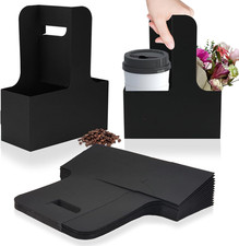 2 Cup Disposable Drink Carrier for Delivery with Handle,15 Count Black