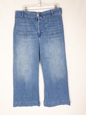 Maeve Anthropologie The Colette Pants Womens 32 Light Wash Baggy Wide Leg Faded